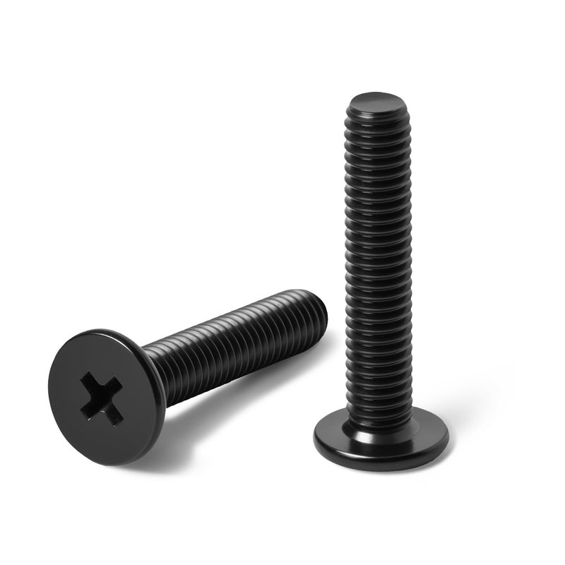 HEXPHANT Store M4-0.7 x 8mm 50Pcs Flat Round Head Machine Screws, Black Oxide 304 Stainless Steel Phillips Cross Drive Screws Hardware Fastener - Image 1